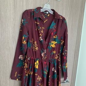 Boooo Tall printed long sleeve skater style dress